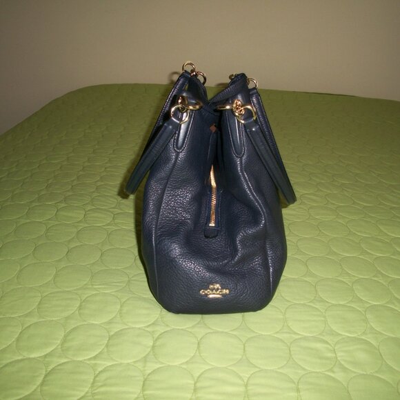 Coach Madison Phoebe Dark Blue Pebbled Leather Shoulder Bag F35723